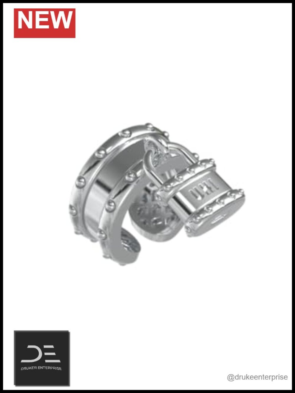 925 Sterling Silver Rhodium Plated Locked Ring Band Statement Jewelry